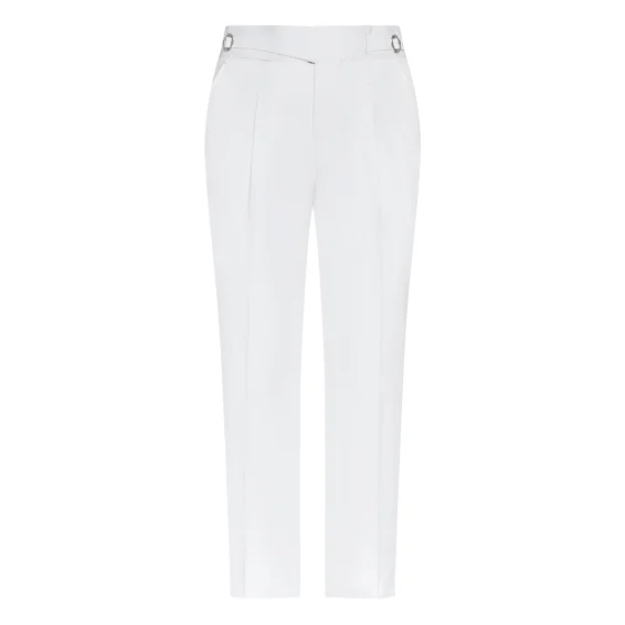 Alberto Voglio Sartorial Cotton Trousers – White with side adjusters