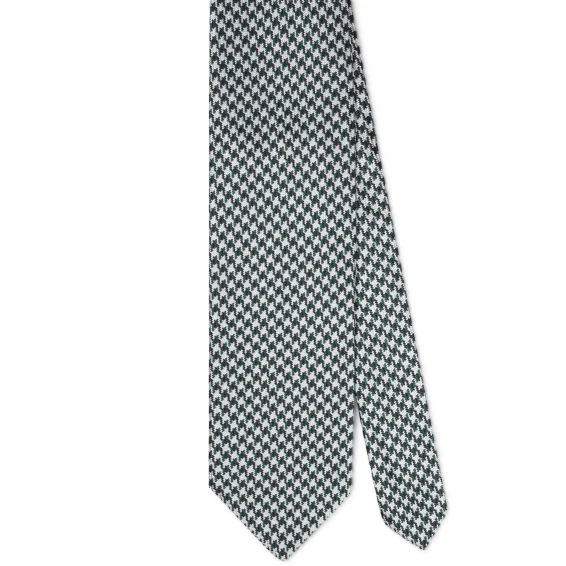 Arch Milano | Arch Milano – Woven Pied de Poule Silk Tie – Verde/Brown Mix