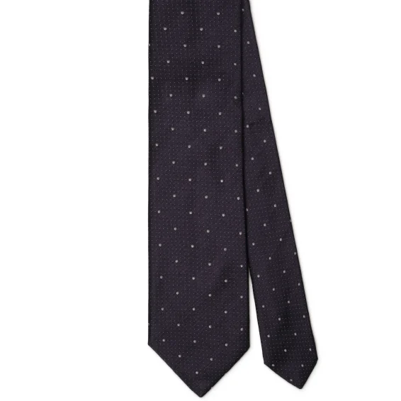 Arch Milano | Arch Milano – Woven Polka Dot Silk Tie – Black Mix