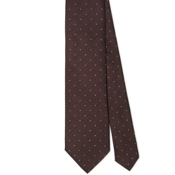 Arch Milano | Arch Milano – Woven Polka Dot Silk Tie – Brown