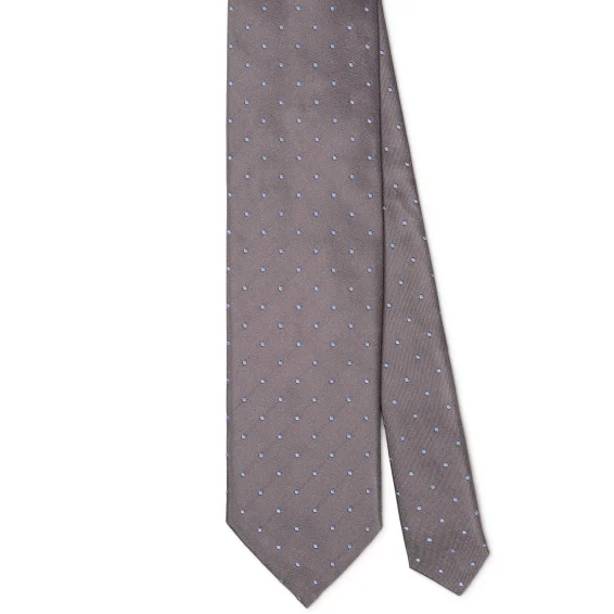 Arch Milano | Arch Milano – Woven Polka Dot Silk Tie – Grey/Sky