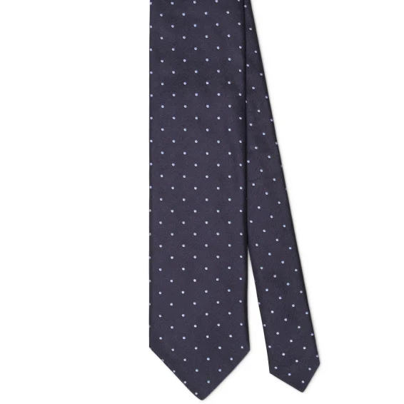 Arch Milano | Arch Milano – Woven Polka Dot Silk Tie – Midnight/Sea