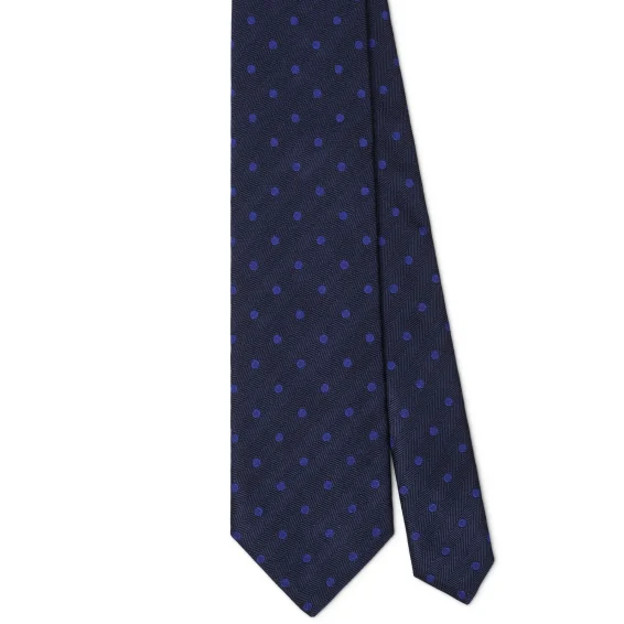 Arch Milano | Arch Milano – Woven Polka Dot Silk Tie – Navy