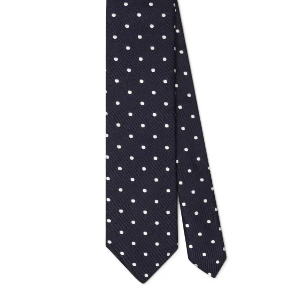 Arch Milano | Arch Milano – Woven Polka Dot Silk Tie – Navy/White