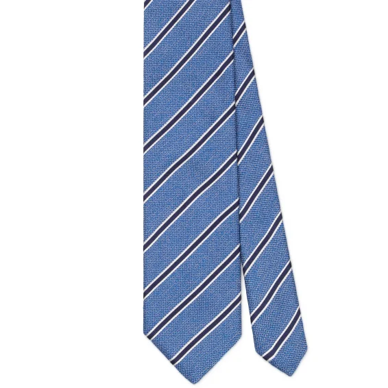 Arch Milano | Arch Milano – Woven Stripe Silk Tie – Light Blue Mix