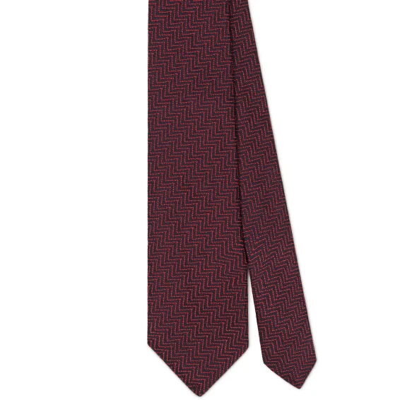 Arch Milano | Arch Milano – Woven Wave Pattern Silk Tie – Wine/Black