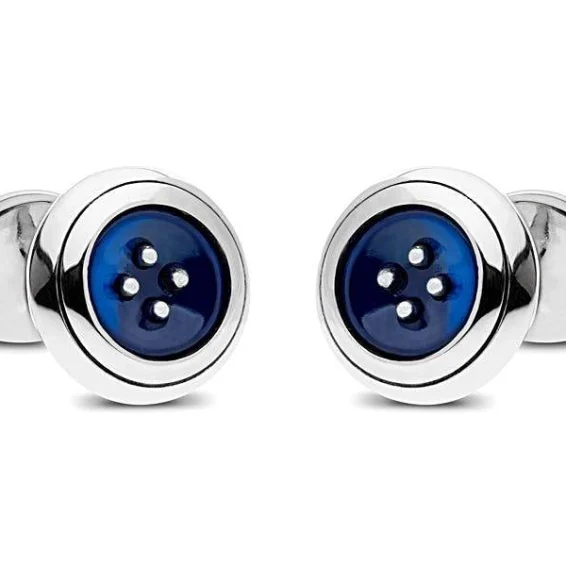 Barbarulo Napoli | Ginevra Cufflinks in silver with  blue button