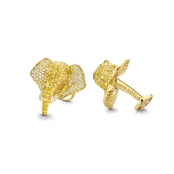 David Gotlib l Gold Elephant With Mix Color Diamonds