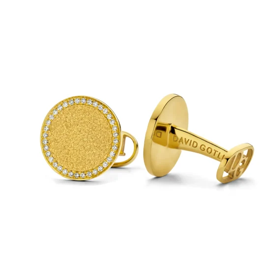 David Gotlib l Illumination Round Yellow Gold Diamond cufflinks