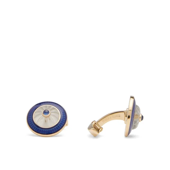 Deakin & Francis l Sapphire & Mother of pearl 18K Gold Cufflinks ll