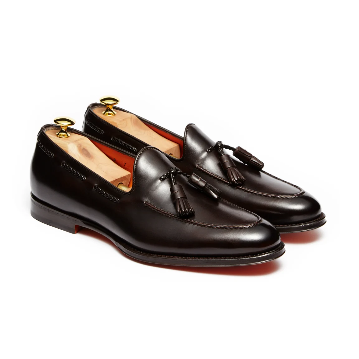 Santoni Classic Braided Tassel Loafer – Brown Leather