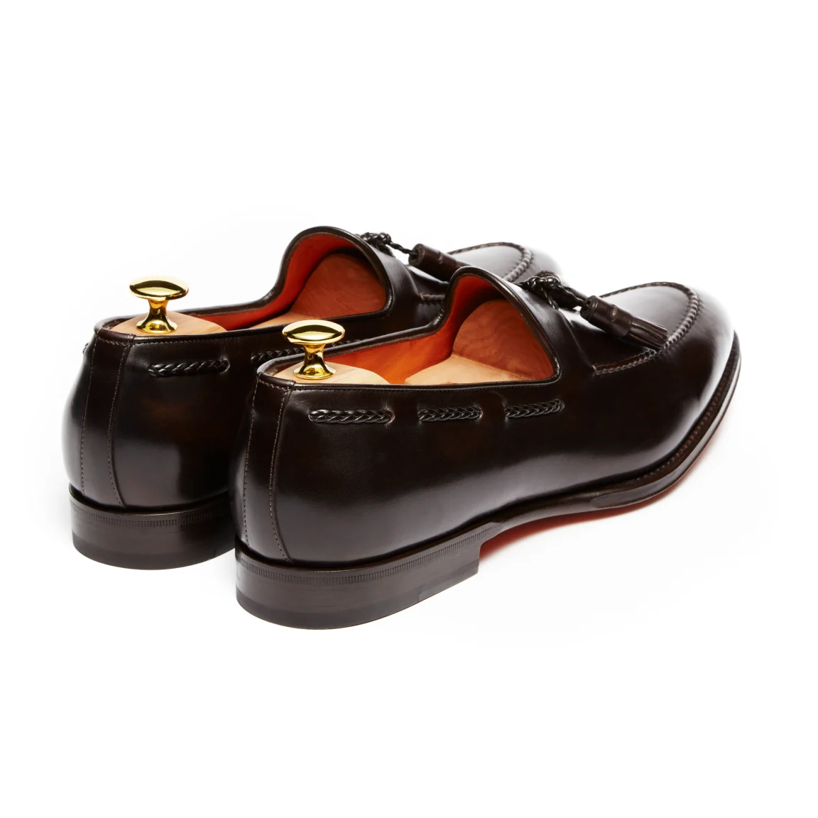 Santoni Classic Braided Tassel Loafer – Brown Leather