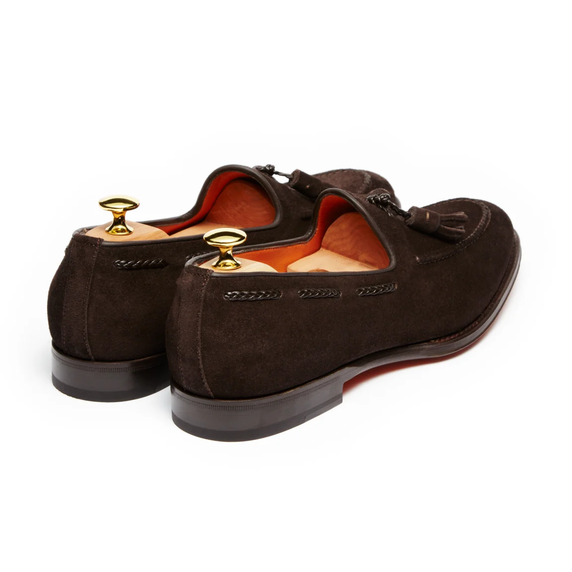 Santoni Classic Braided Tassel Loafer – Brown Suede