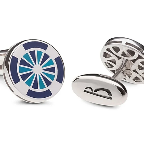 Circle enamel blue cufflinks