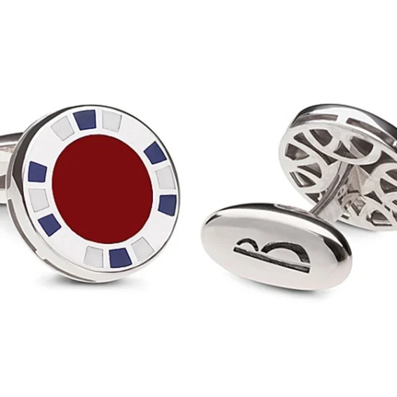 Circle enamel bordeaux-navy blu cufflinks