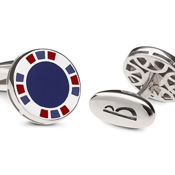 Circle enamel navy blue-bordeaux cufflinks