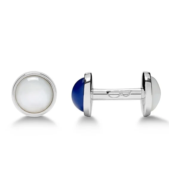 Double cab Cufflinks – blue and white agate