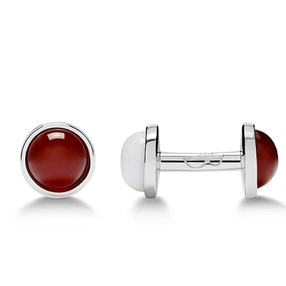 Double cab Cufflinks – red carnelia and white agate