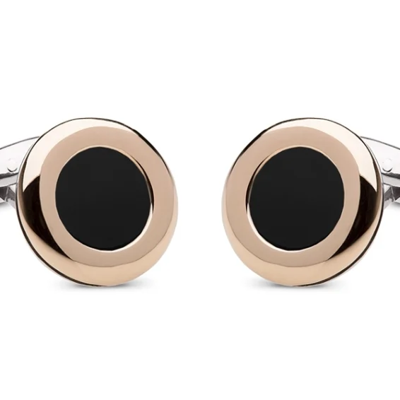 Frames cufflinks – gold and onyx