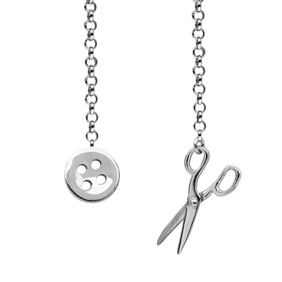 Lapel chain – button 1 and silver scissors