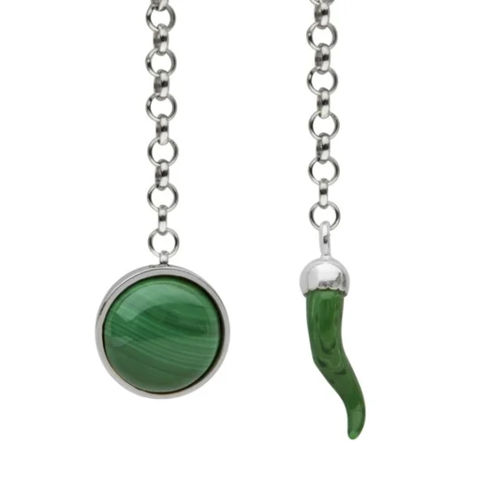 Lapel chain – malachite and green horn