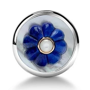 Lapis lazuli flower with gold and mother of pearl cufflinks