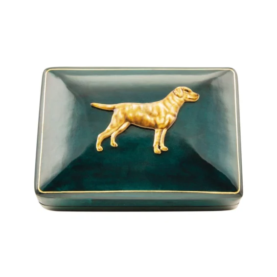 Leather box with labrador