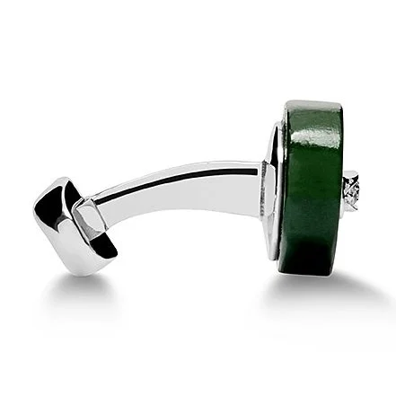 Marine link jade and diamonds cufflinks