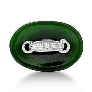 Marine link jade and diamonds cufflinks