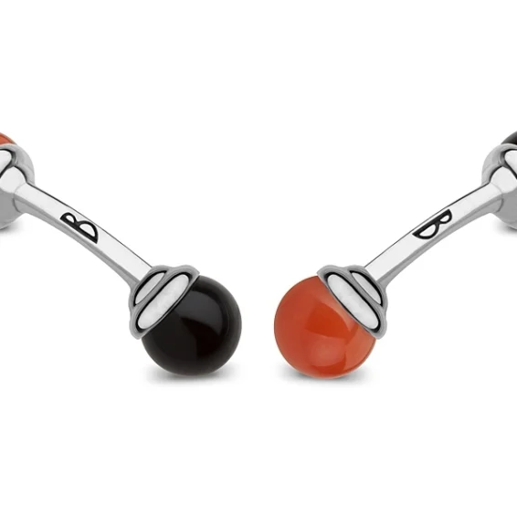 Mini balls Cufflinks – onyx and madrepore