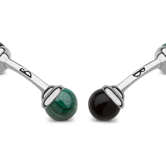 Mini balls Cufflinks – Onyx and malachite