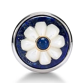 Mother of pearl flower with gold and lapis lazuli cufflinks