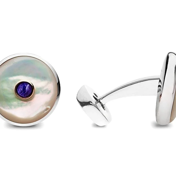 Mother of Pearl Gold and Iolite cufflinks