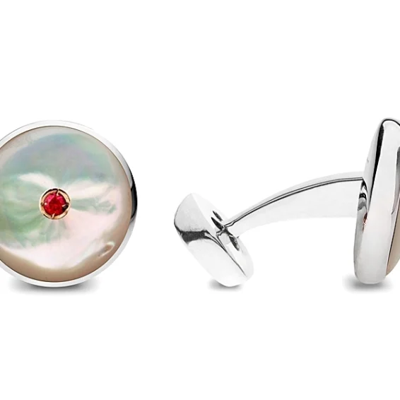 Mother of Pearl Gold and rubies cufflinks