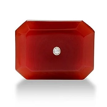 Octagon carnelian with gold and diamonds cufflinks