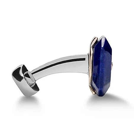 Octagon lapis lazuli with gold and diamonds cufflinks