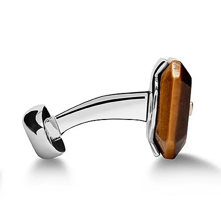 Octagon tiger’s eye with gold and diamonds cufflinks