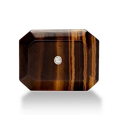 Octagon tiger’s eye with gold and diamonds cufflinks