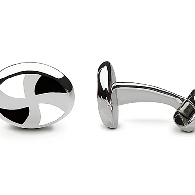 Oval black-white cufflinks