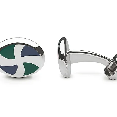 Oval blue-green cufflinks