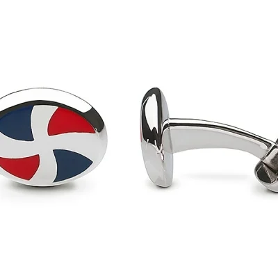 Oval blue-red cufflinks