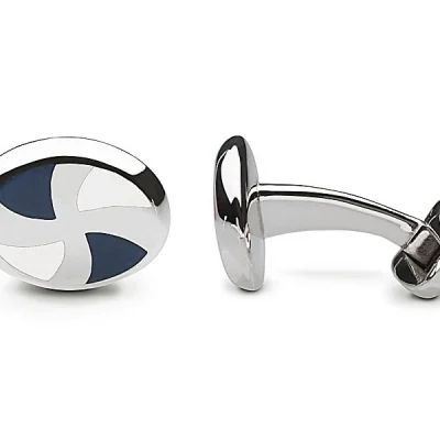 Oval blue-white cufflinks