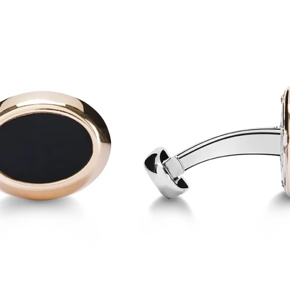 Oval cufflinks – gold and onyx