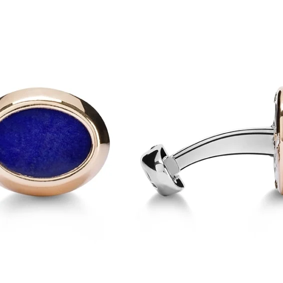 Oval cufflinks – gold lapis lazuli