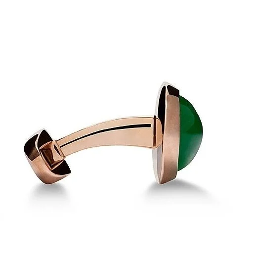 Oval cufflinks – Golden with jade