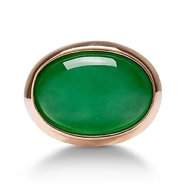 Oval cufflinks – Golden with jade