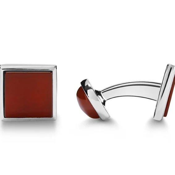 Square cufflinks – Carnelian