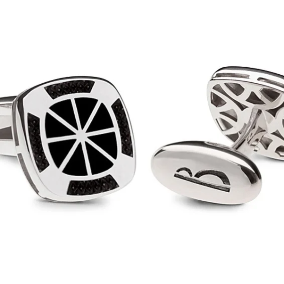 Square enamel black cufflinks