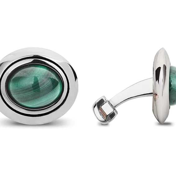 Ufo cufflinks – malachite